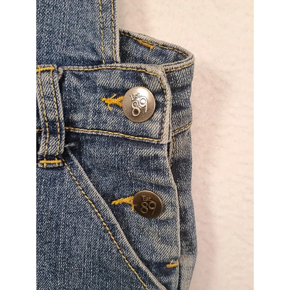 Kidcore The Childrens Place Girls 12 Blue Denim Heart Embroidered Short Overalls